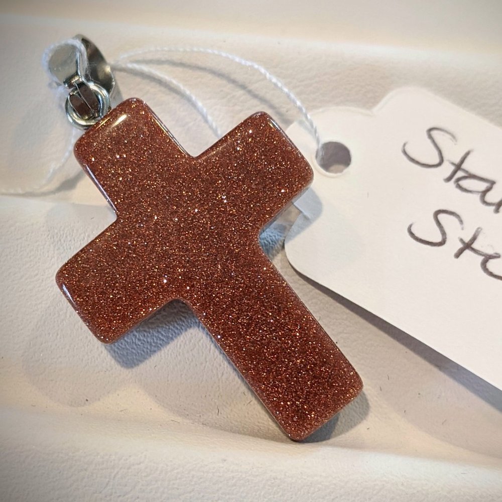 Gold Sandstone Cross Pendant